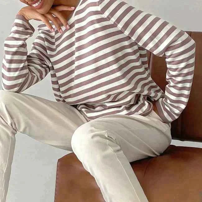 Gail | Striped Cotton Long Sleeve T-Shirt for Women