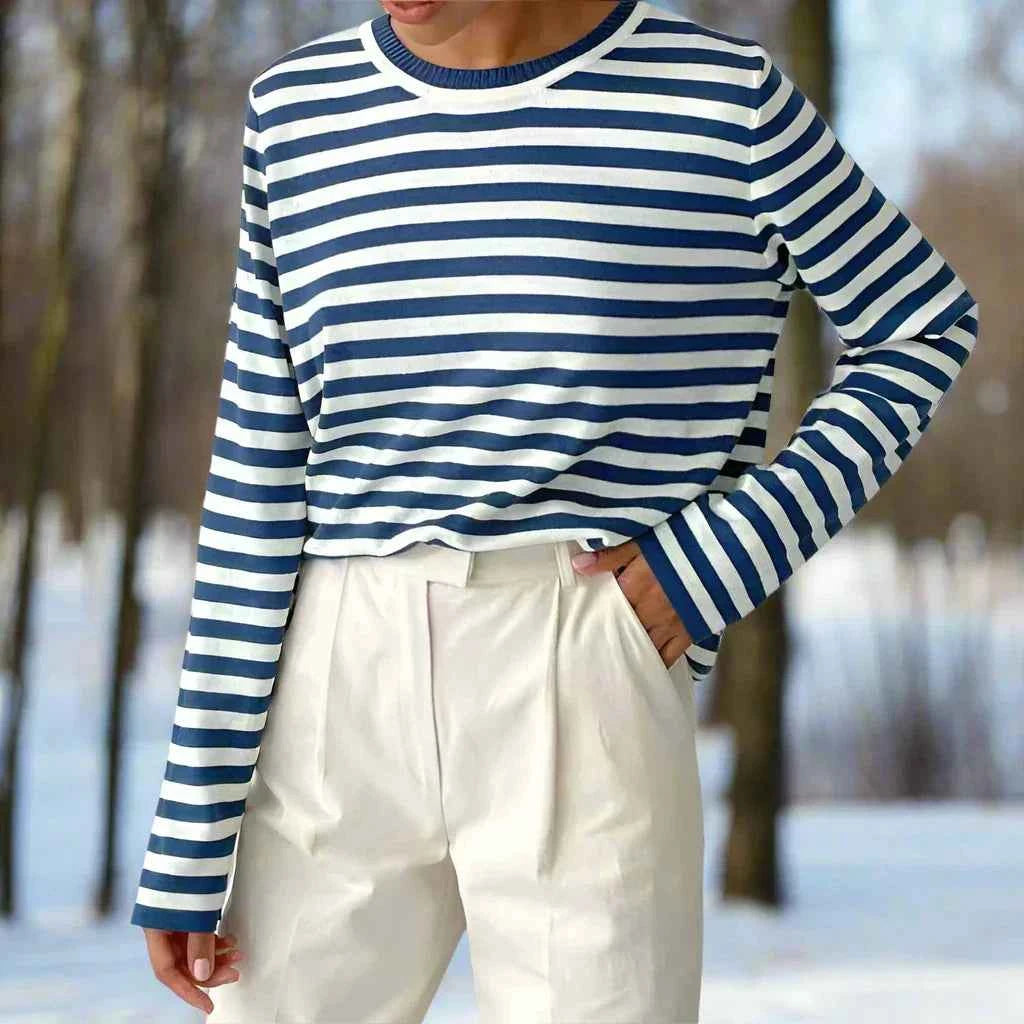 Gail | Striped Cotton Long Sleeve T-Shirt for Women