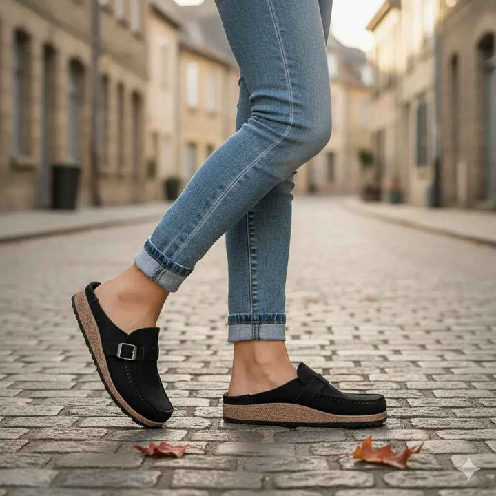 Women's Comfortable Wide Fit Mules – Stylish Suede Design