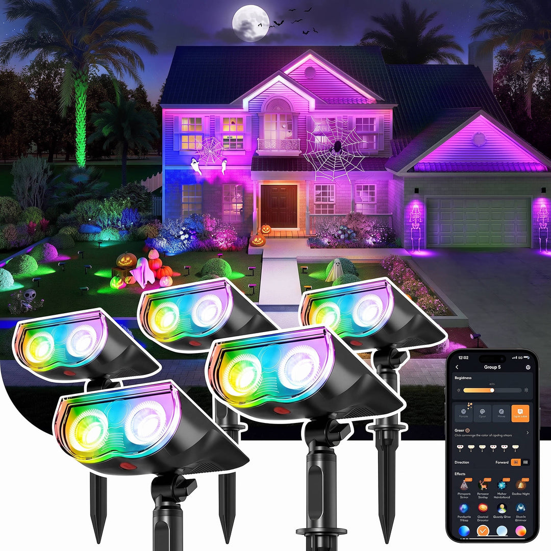 Halloween's Waterproof Solar Outdoor Spot Lights for Garden and Pathway 6 Pack