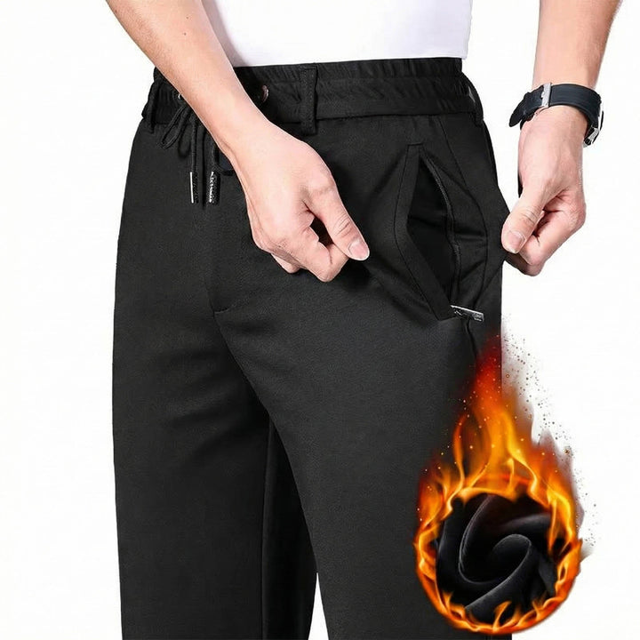 Men's Fleece Lined Elastic Waist Work Trousers Black