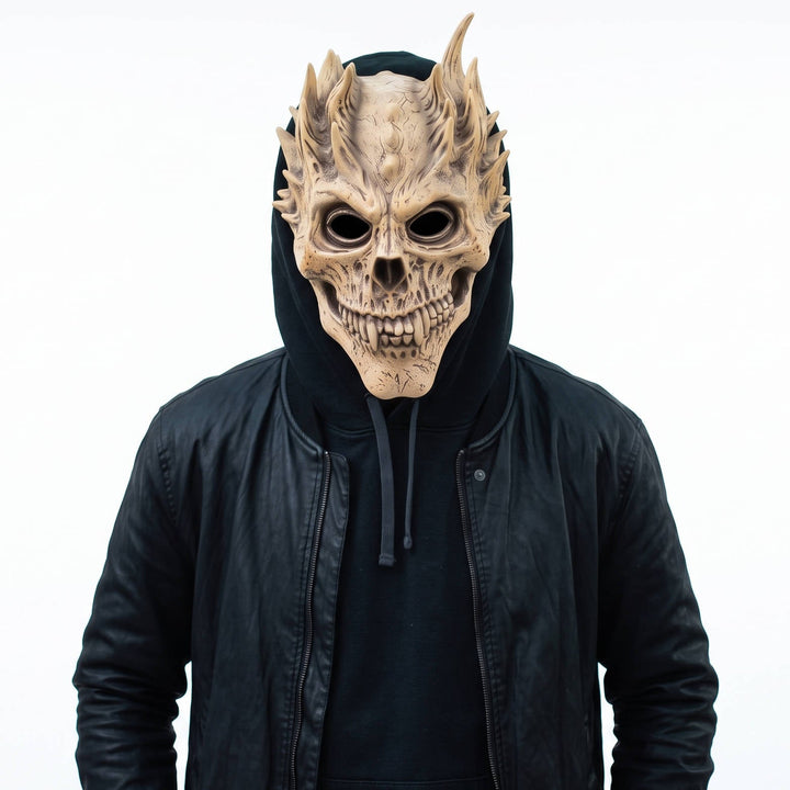 Halloweens helhoved-skeletmaske med eksklusivt latexdesign til cosplay