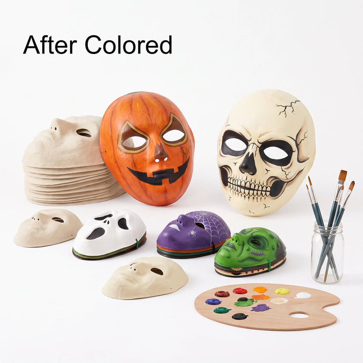 Halloween's 14 Pack Paper Mache Masks for Creative Projects and Events