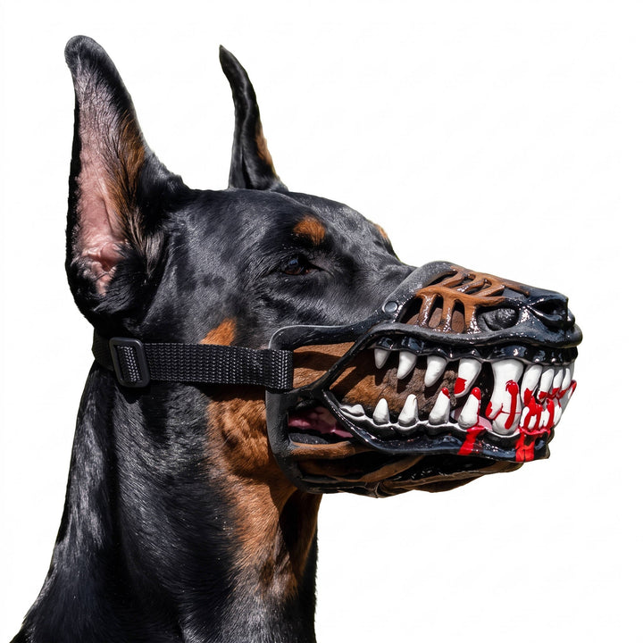 Halloween's Realistic Red Teeth Dog Muzzle for Cosplay and Safety