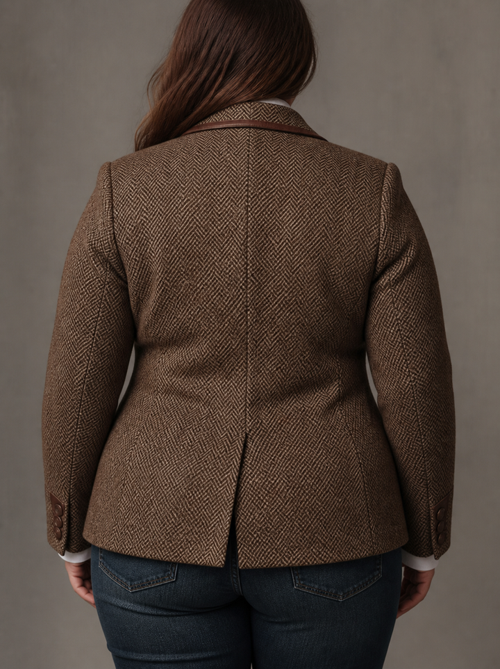 Damenblazer mit Fischgratmuster und Kunstpanel