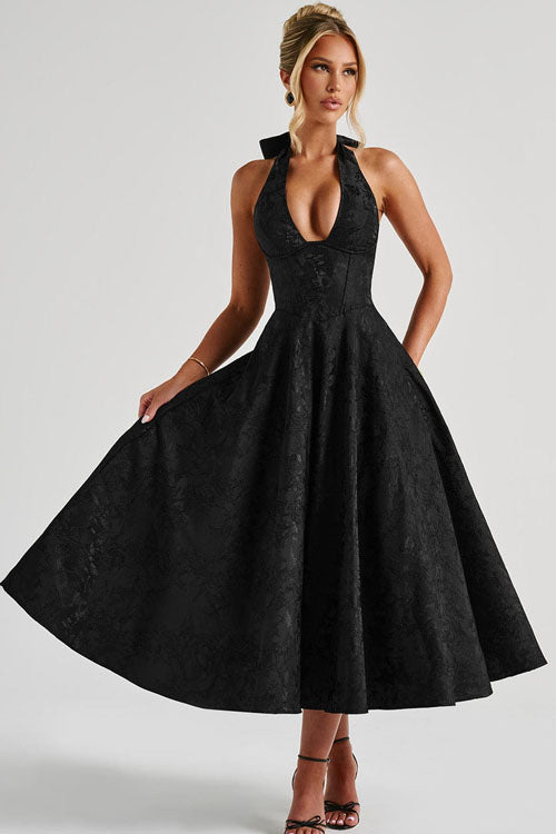 Sophia | Women's V-Neck Patterned Shift Maxi Dress for Date Night