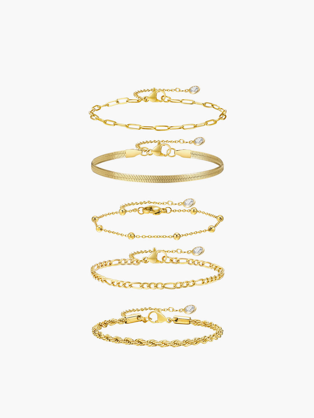 Gina | Women's Adjustable Titanium Steel Bracelet Set of 5