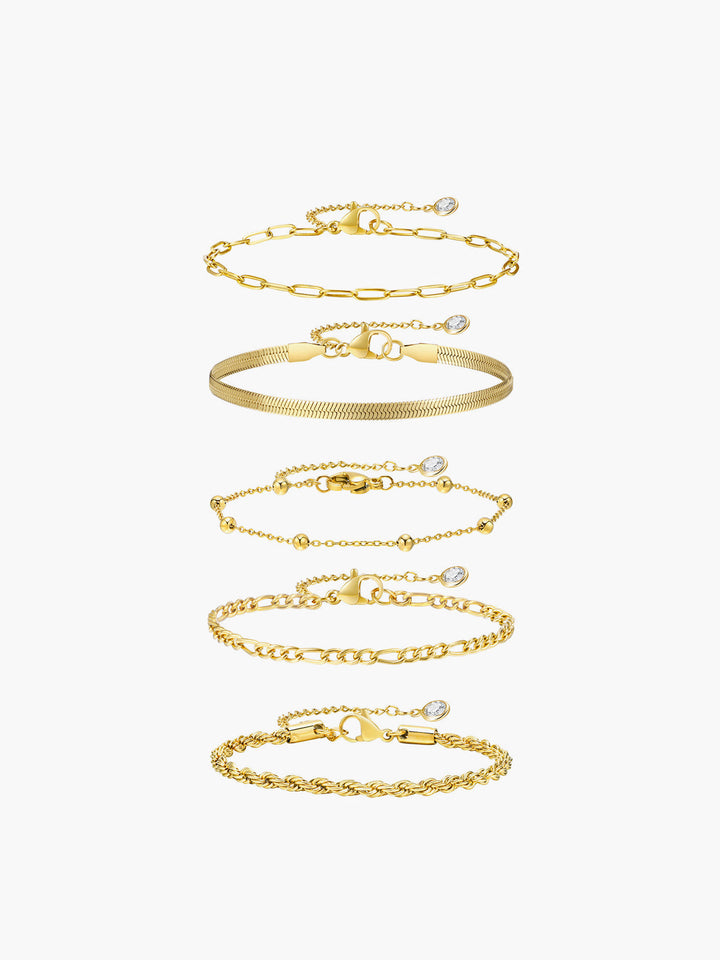 Gina | Women's Adjustable Titanium Steel Bracelet Set of 5