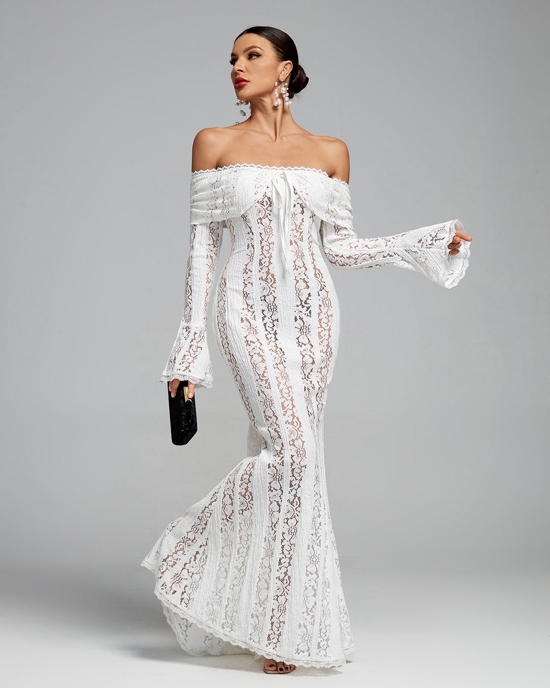 Luxe Off-Shoulder Maxi Dress in Lace for Women