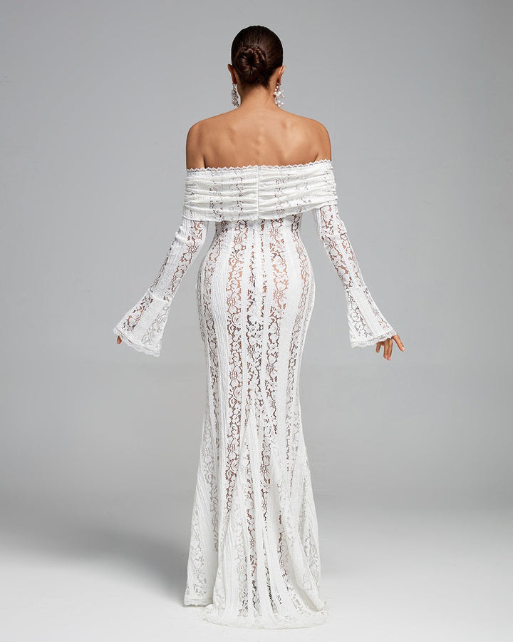 Luxe Off-Shoulder Maxi Dress in Lace for Women