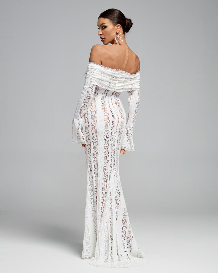 Luxe Off-Shoulder Maxi Dress in Lace for Women