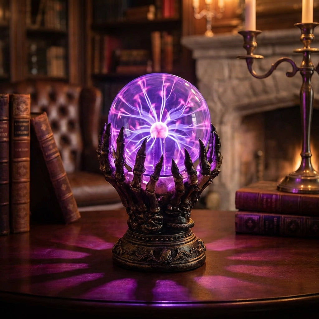 Halloween's Interactive Touch Skeletal Hand Plasma Lamp with Color Changing Light