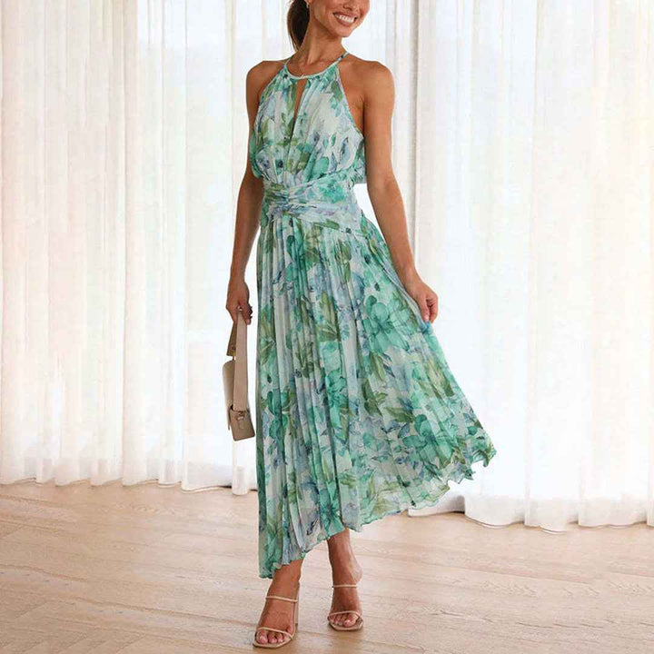 Rosie | Elegant Floral Breeze Maxi Dress for Summer Green