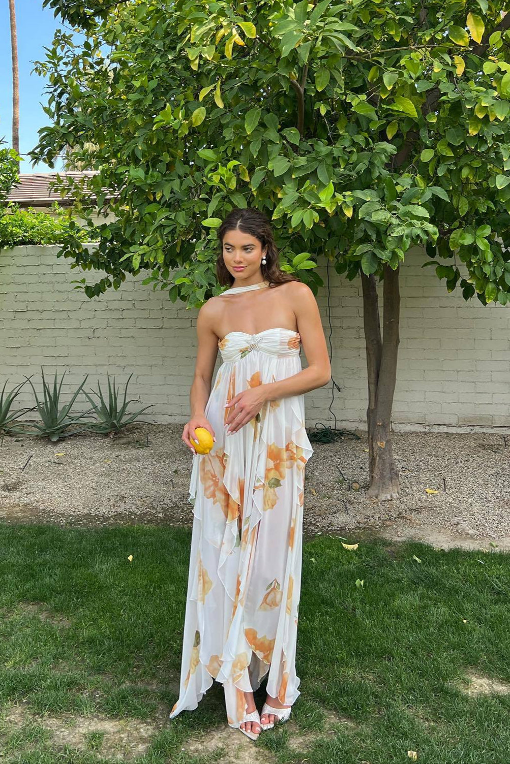 Elegant Women's Shift Maxi Dress with Halterneck for Date Night L