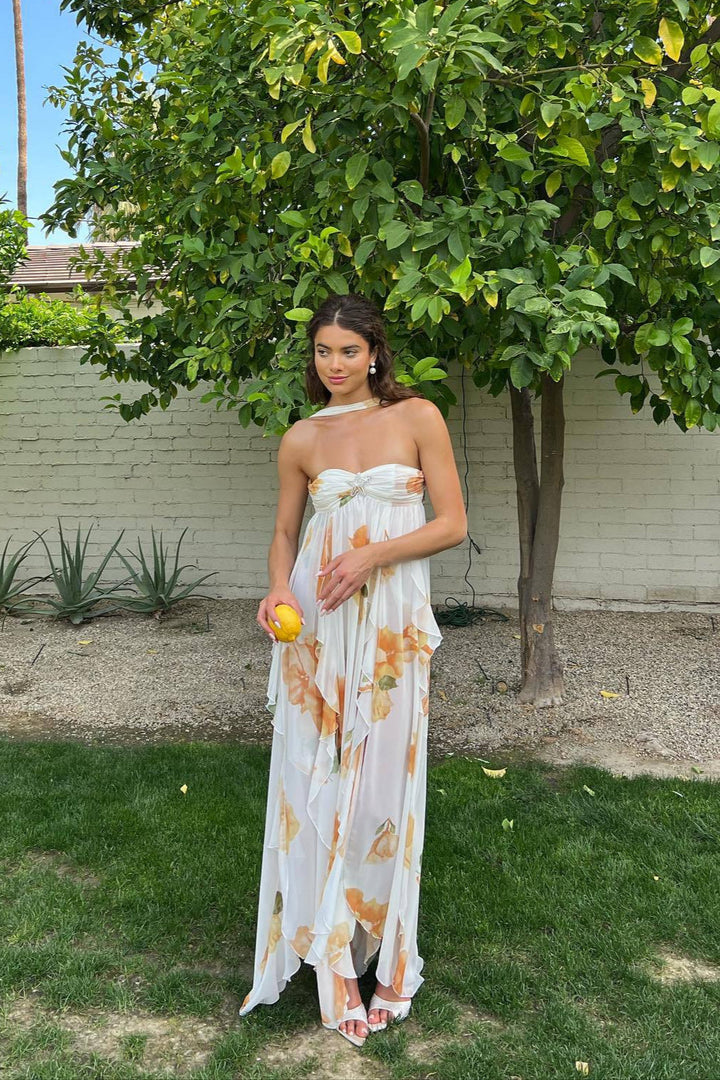 Elegant Women's Shift Maxi Dress with Halterneck for Date Night L