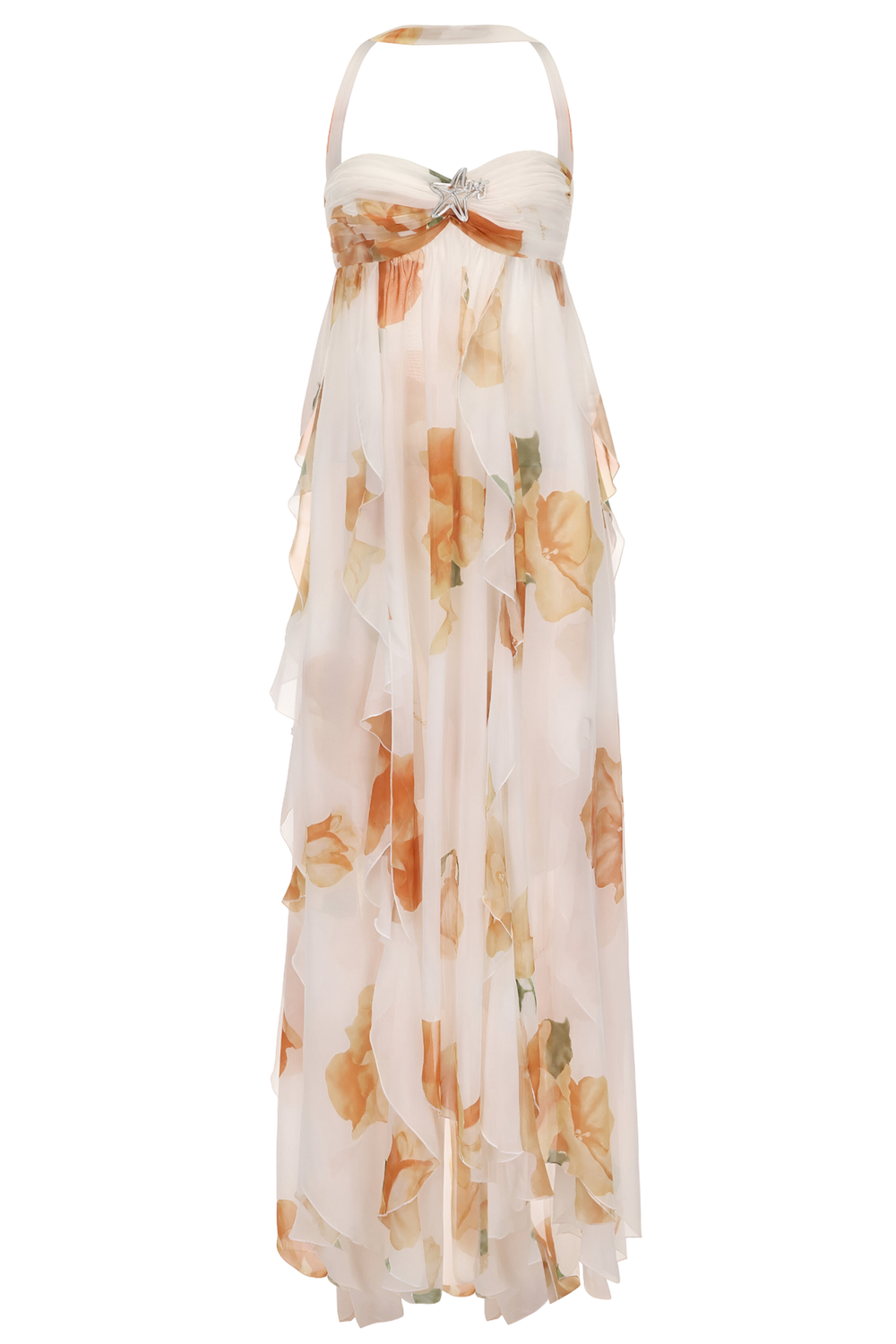 Elegant Women's Shift Maxi Dress with Halterneck for Date Night