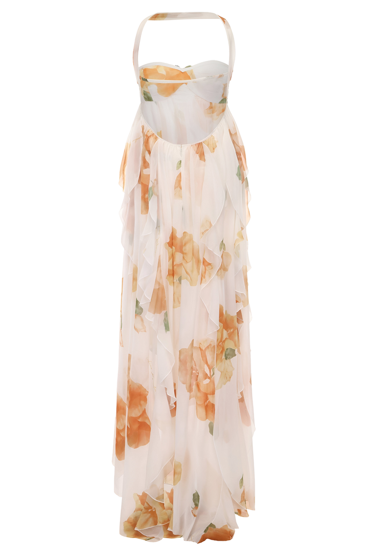 Elegant Women's Shift Maxi Dress with Halterneck for Date Night