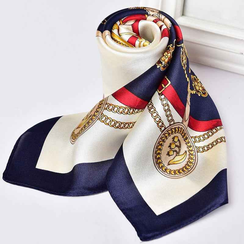 Women's Silk Square Scarf in Marseille Design Red and White