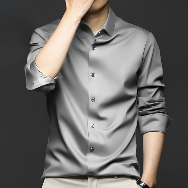 Men's Stylish Wrinkle-Free Dress Shirt – Easy Care and Comfortable Light Gray