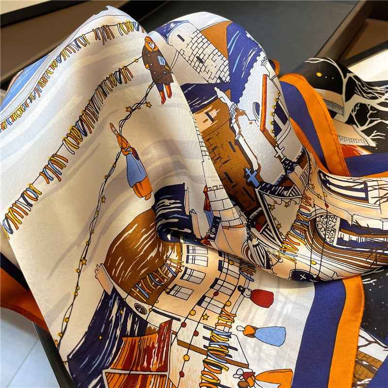 Women's Silk Square Scarf in Avignon Design