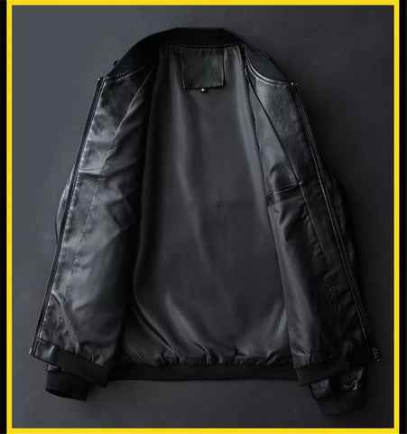 Men's Vintage Leather Jacket with Pocket - Rugged Charm & Timeless Style