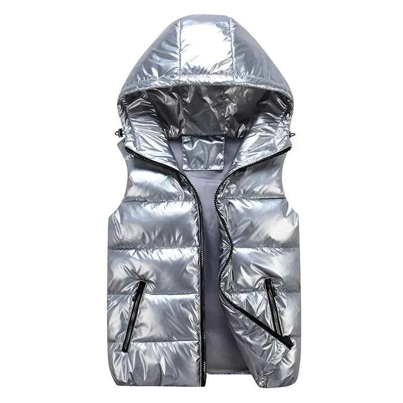 Men's Reflective Hooded Vest Silver