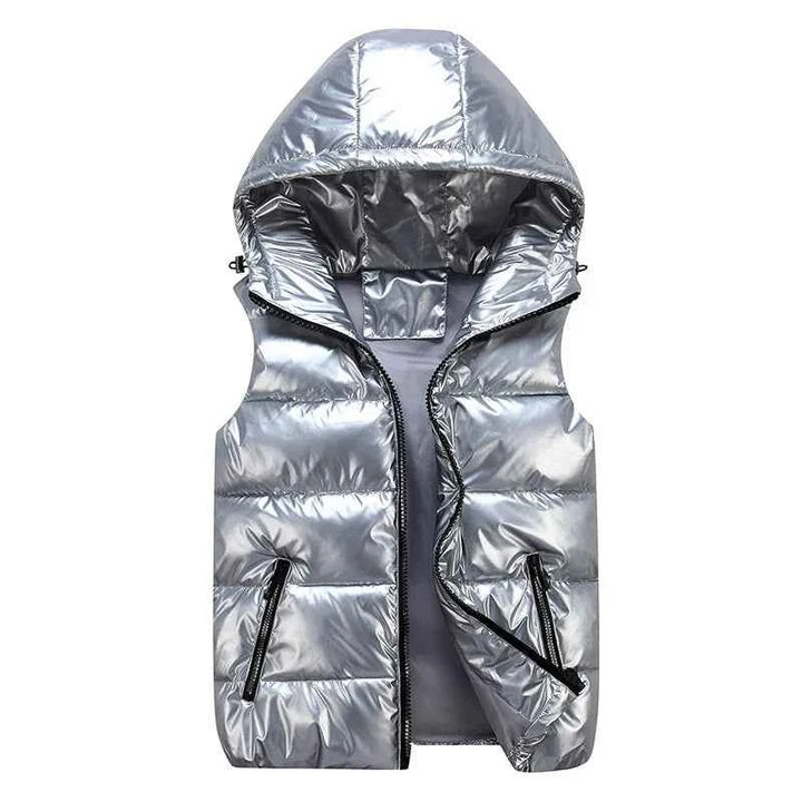 Men's Reflective Hooded Vest Silver
