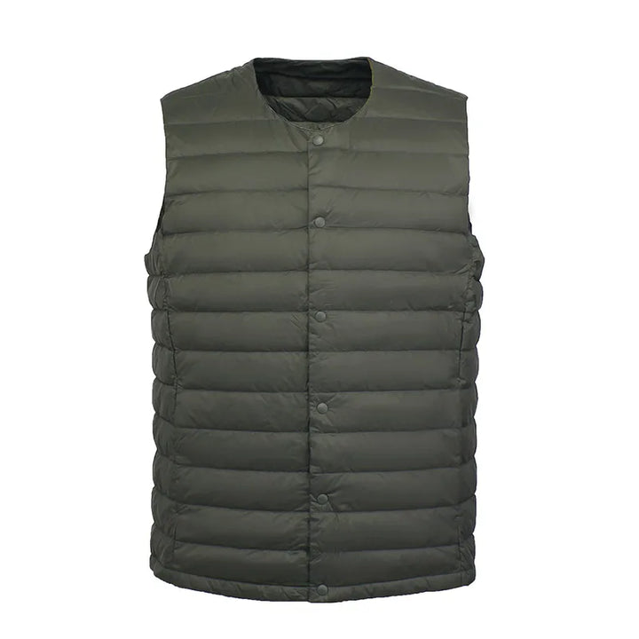 Men's Lightweight Quilted Down Vest - Ideal for Layering Army Green