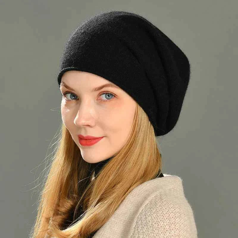 Ribbed Relaxed Fit Beanie | Solid Color Design Classic Black