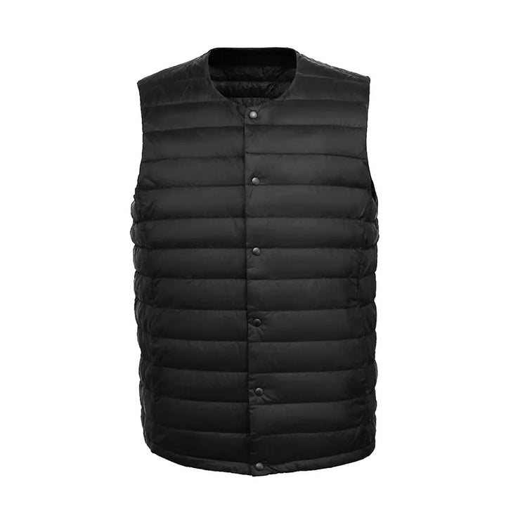 Men's Lightweight Quilted Down Vest - Ideal for Layering Black