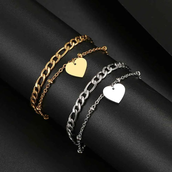 Heart-Shaped Double Link Bracelet One of Each