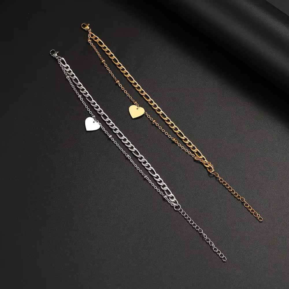 Heart-Shaped Double Link Bracelet
