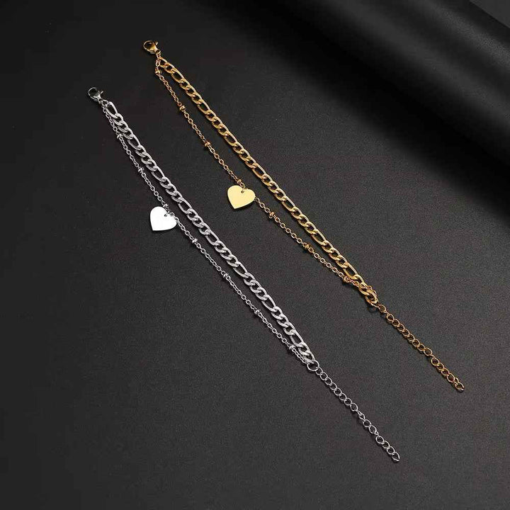 Heart-Shaped Double Link Bracelet