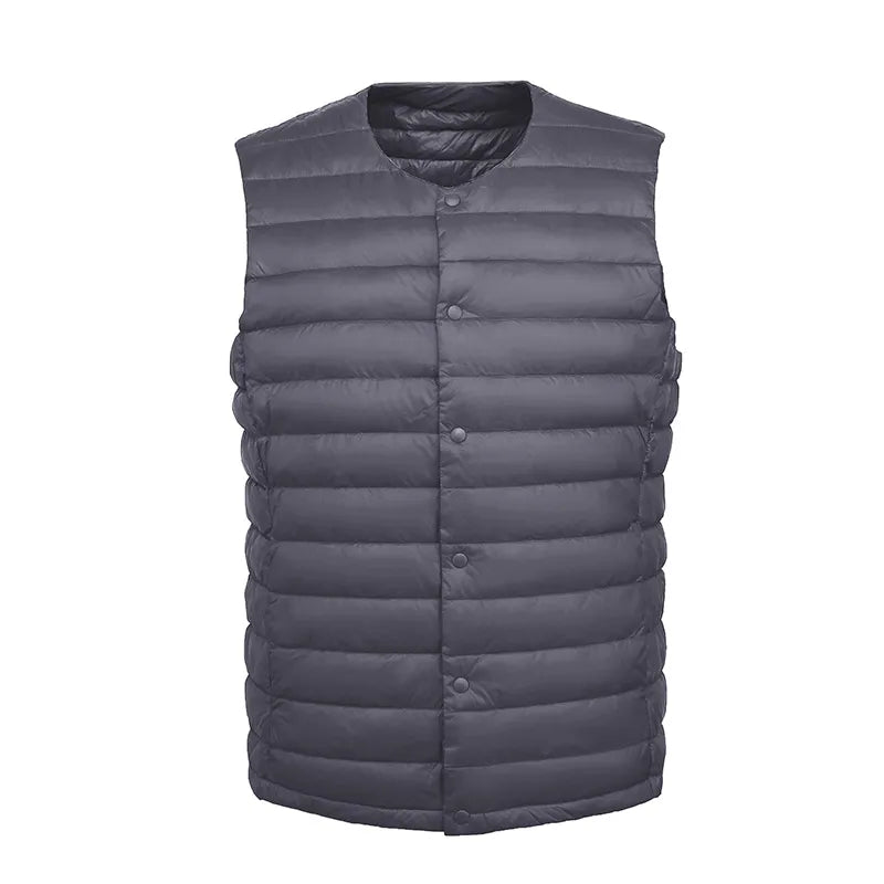 Men's Lightweight Quilted Down Vest - Ideal for Layering Silver