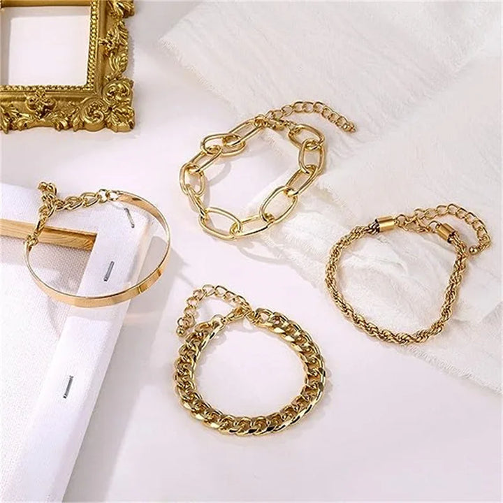 Loleta | Women's Gold 4-Piece Bracelet Set – Elegant Jewelry Collection