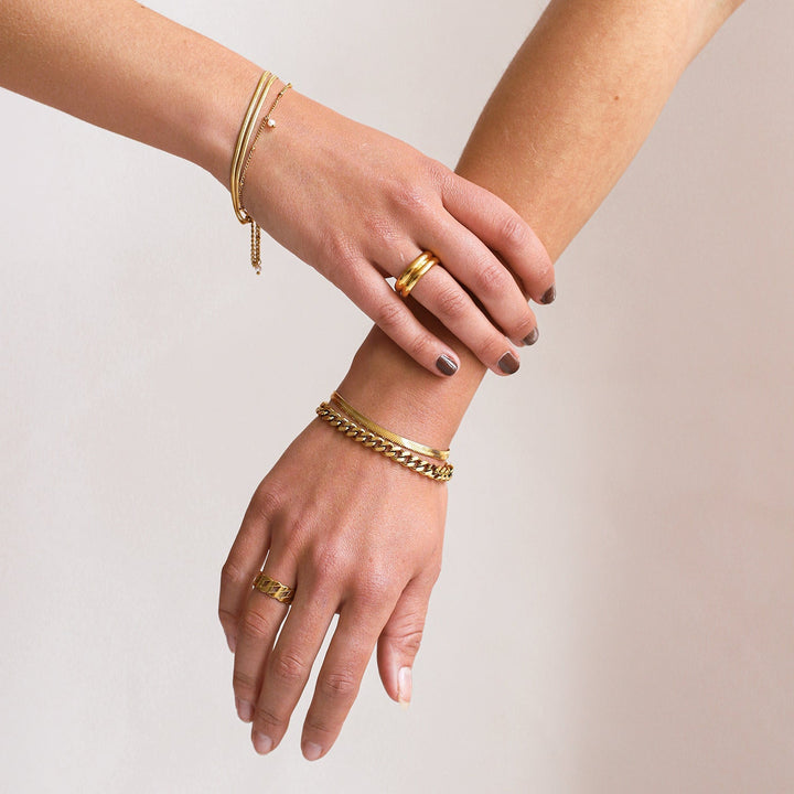 Yesminne | Women's Double Bracelet – Gold Waterproof Stainless Steel