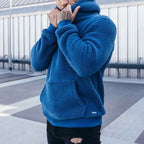 Men's Fleece Hoodie – Relaxed Fit with Hood and Front Pocket Blue