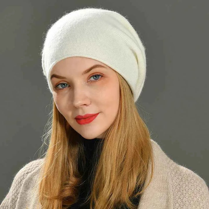Cozy Wool Beanie Hat for Winter White