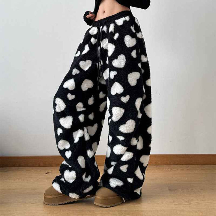 Cozy Teddy Fleece Pants for Ultimate Comfort Black