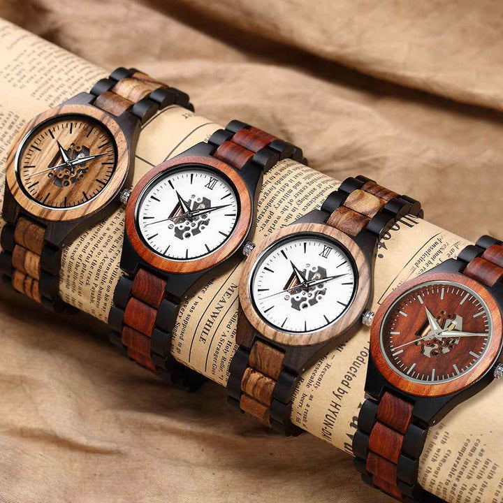 Wooden Skeleton Dial Analog Wristwatch | Durable Timepiece