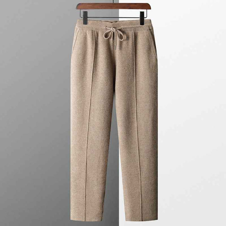Women's Relaxed Fit Wool-Blend Trousers with Drawstring Waist and Side Pockets