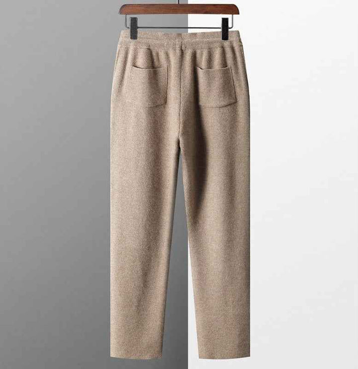 Women's Relaxed Fit Wool-Blend Trousers with Drawstring Waist and Side Pockets
