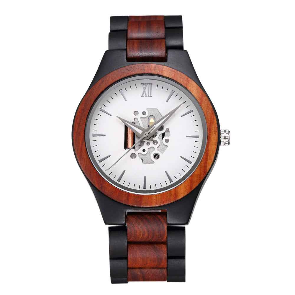 Wooden Skeleton Dial Analog Wristwatch | Durable Timepiece Light Sandalwood