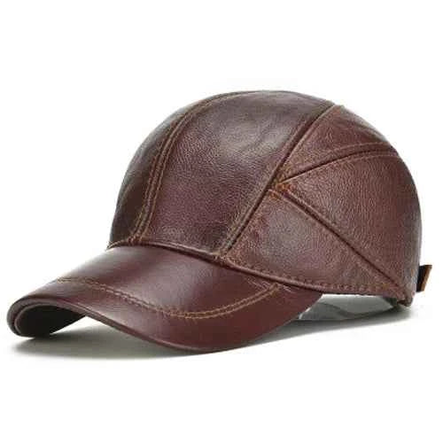 Genuine Leather Cap - Stylish and Durable Headwear Mahogany