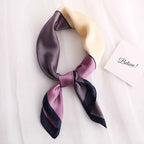 Women's Long Tricolor Silk Scarf – Satin Drape Violet