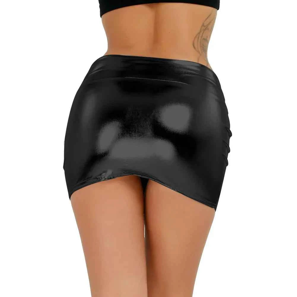 Women's Shiny Faux Leather Mini Skirt