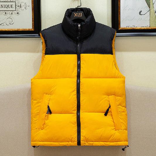Men's Warm Sleeveless Quilted Down Puffer Vest for Cold Weather Yellow