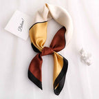 Women's Long Tricolor Silk Scarf – Satin Drape Orange