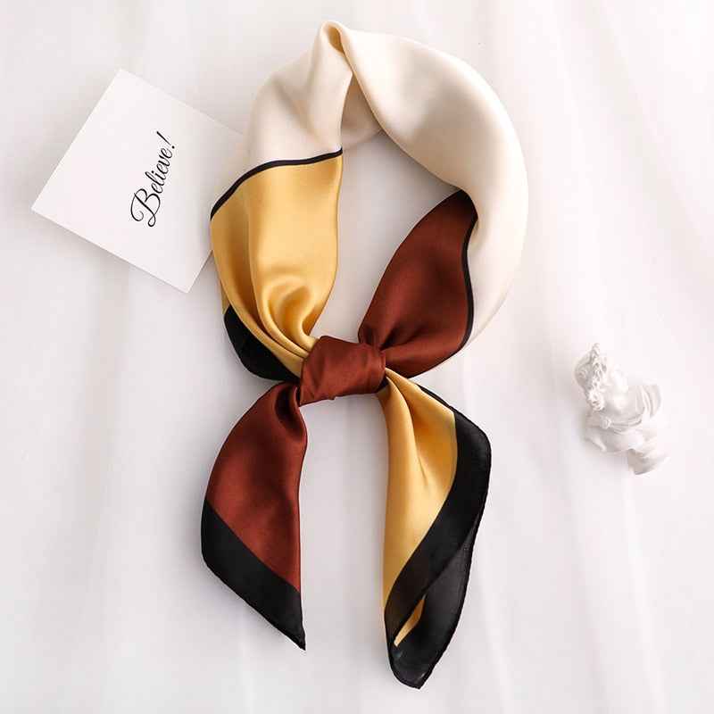 Women's Long Tricolor Silk Scarf – Satin Drape Orange