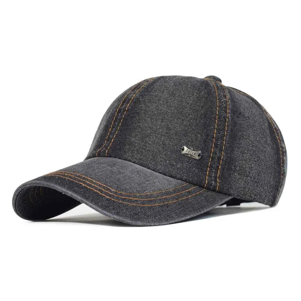 Vintage Washed Denim Cap Black